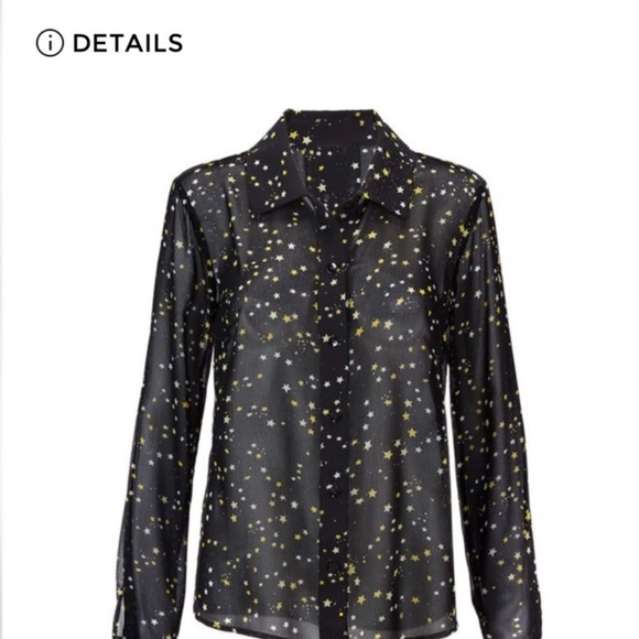 CAbi Tops - CAbi Galaxy Black Sheer Blouse with Gold Star Pattern